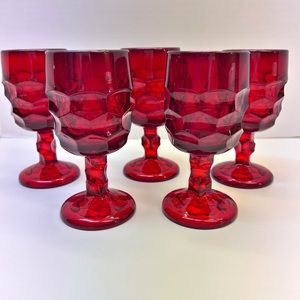 VINTAGE VIKING GEORGIAN RUBY WINE GOBLETS SET OF 5